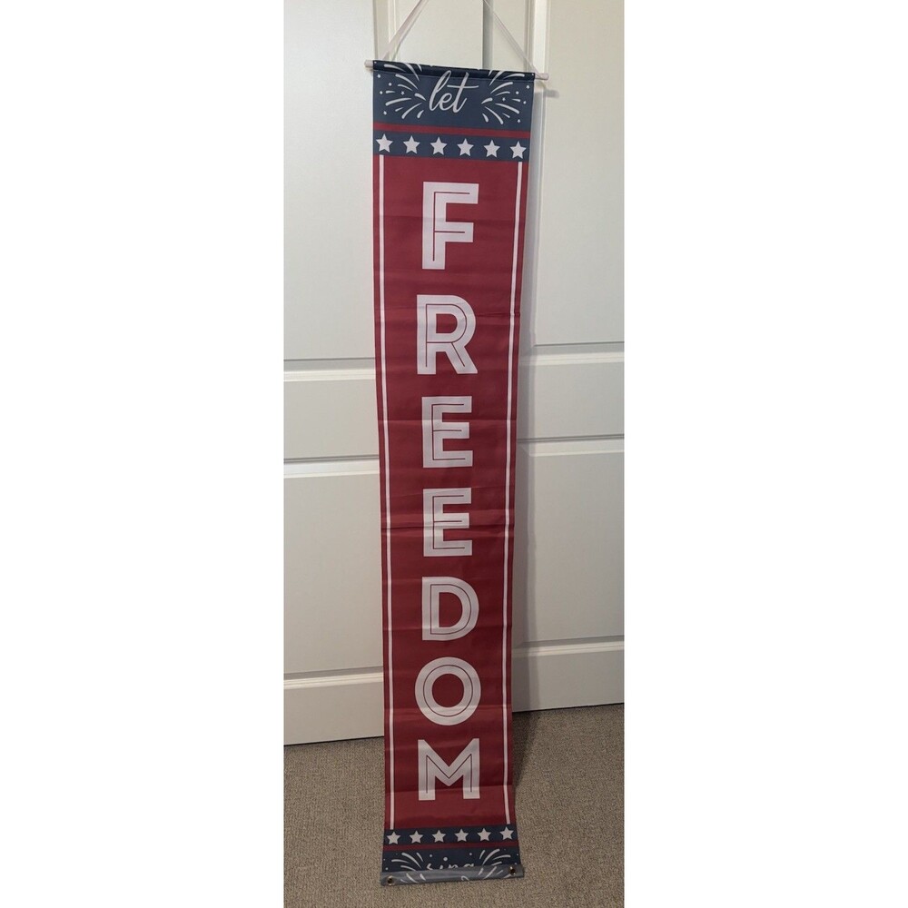 Hanging Patriotic American Banners - 12" x 70", Set of 2, 4th of July, USA